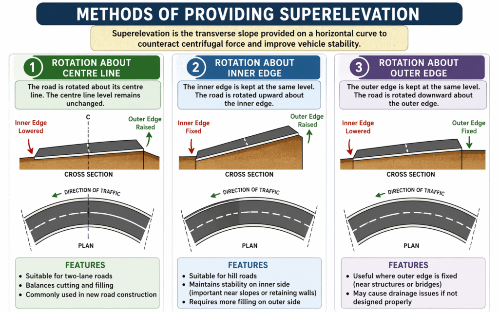 Types of superelevation