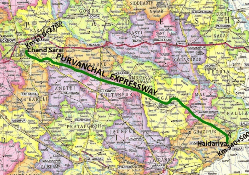 Purvanchal Expressway map