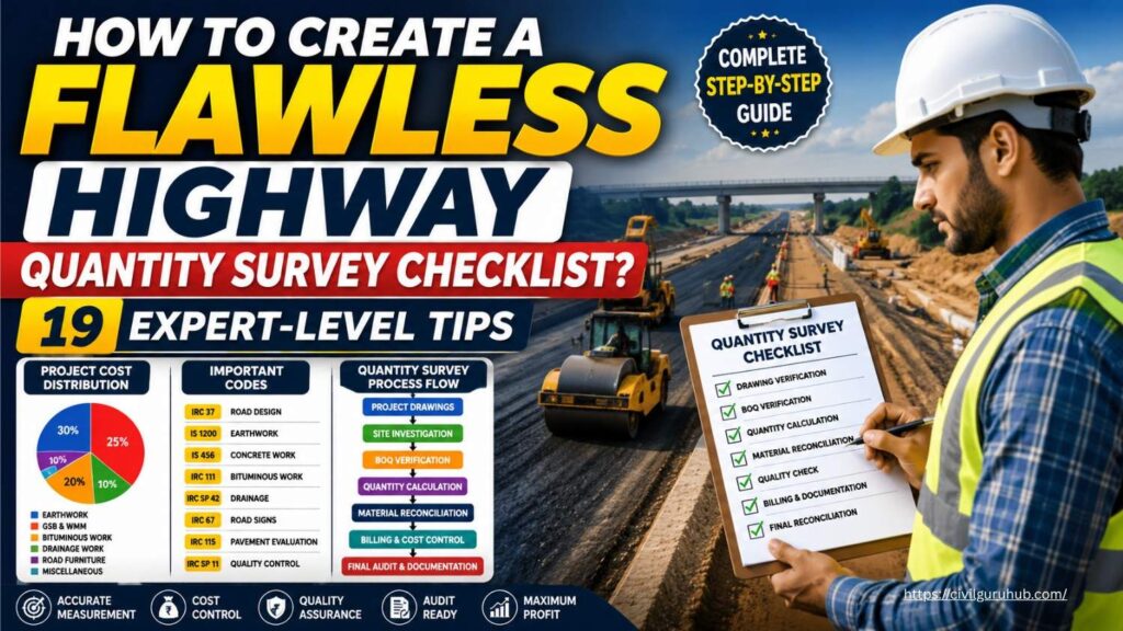 Highway construction quantity survey checklist