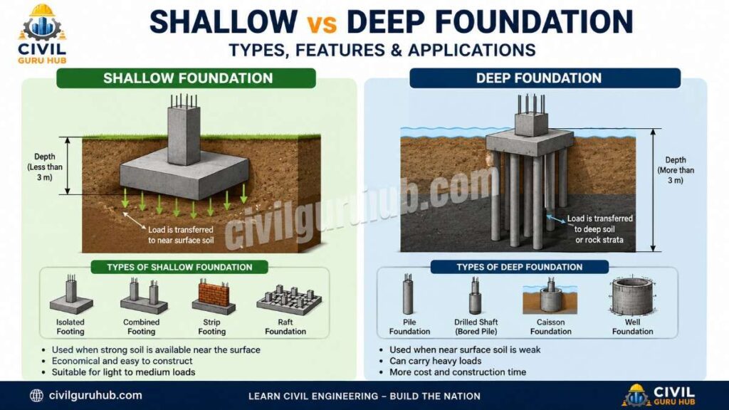 Shallow vs deep foundations comparison