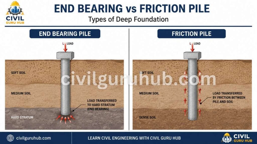 End bearing vs friction pile comparison