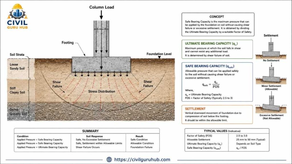 Foundation Bearing Capacity and Settlement Safe bearing capacity